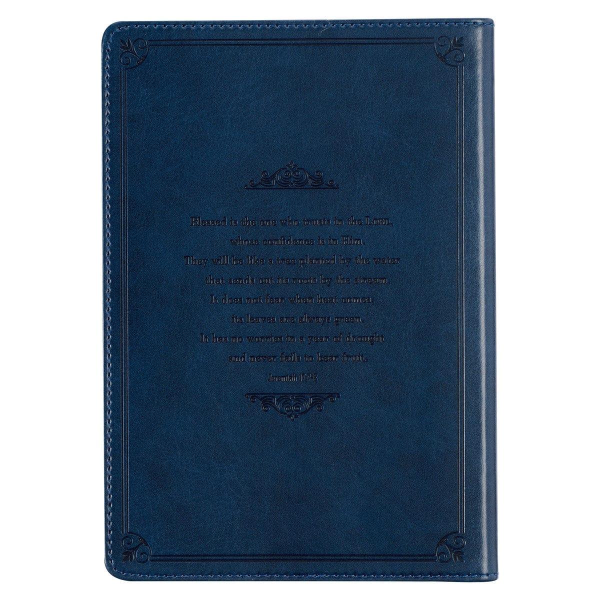 Blessed is the One Navy Faux Leather Classic Journal - Jeremiah 17:7 - Pura Vida Books