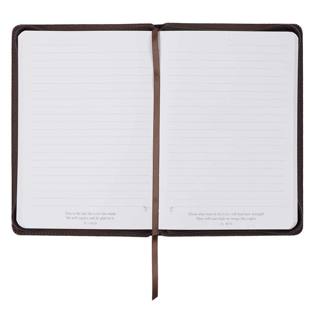 Blessed Man Brown Quarter-bound Faux Leather Classic Journal with Zipped Closure - Jeremiah 17:7 - Pura Vida Books