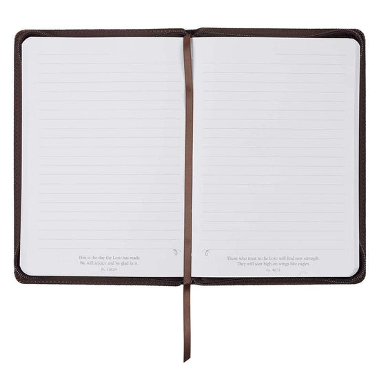 Blessed Man Brown Quarter-bound Faux Leather Classic Journal with Zipped Closure - Jeremiah 17:7 - Pura Vida Books