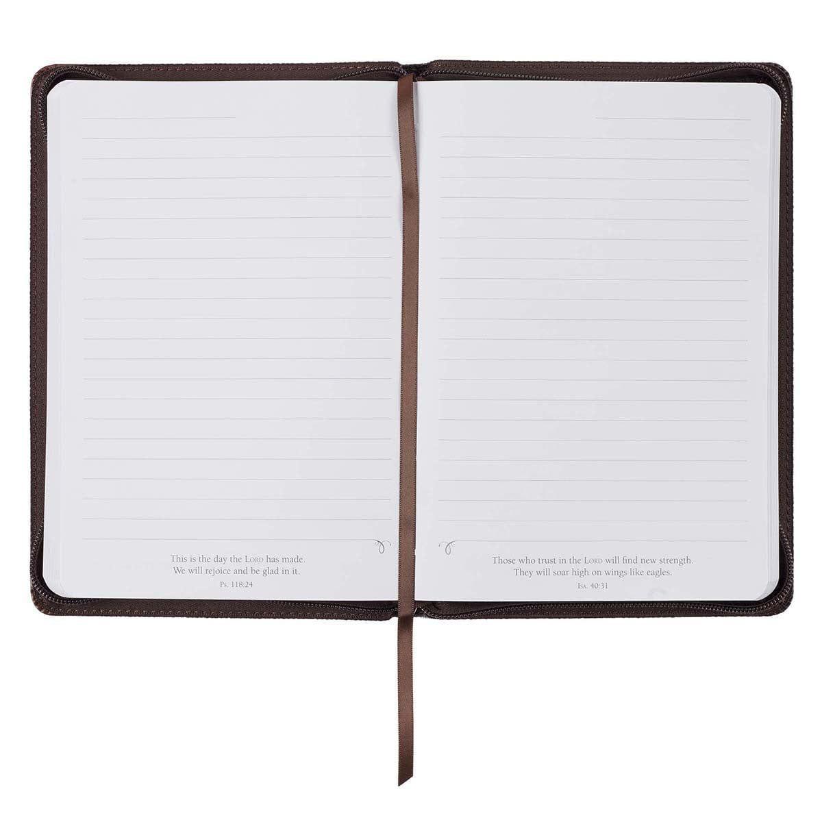 Blessed Man Brown Quarter-bound Faux Leather Classic Journal with Zipped Closure - Jeremiah 17:7 - Pura Vida Books