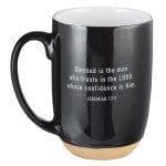 Blessed Man Ceramic Coffee Mug with Dipped Clay Base - Jeremiah 17:7 (Taza) - Pura Vida Books