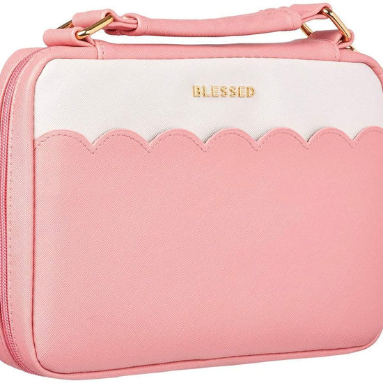 Blessed Pink Scalloped Faux Leather Fashion Bible Cover - Pura Vida Books