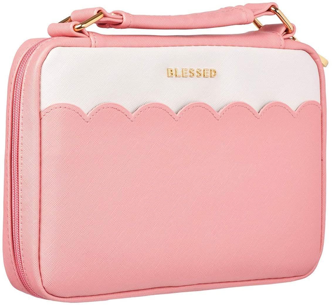 Blessed Pink Scalloped Faux Leather Fashion Bible Cover - Pura Vida Books