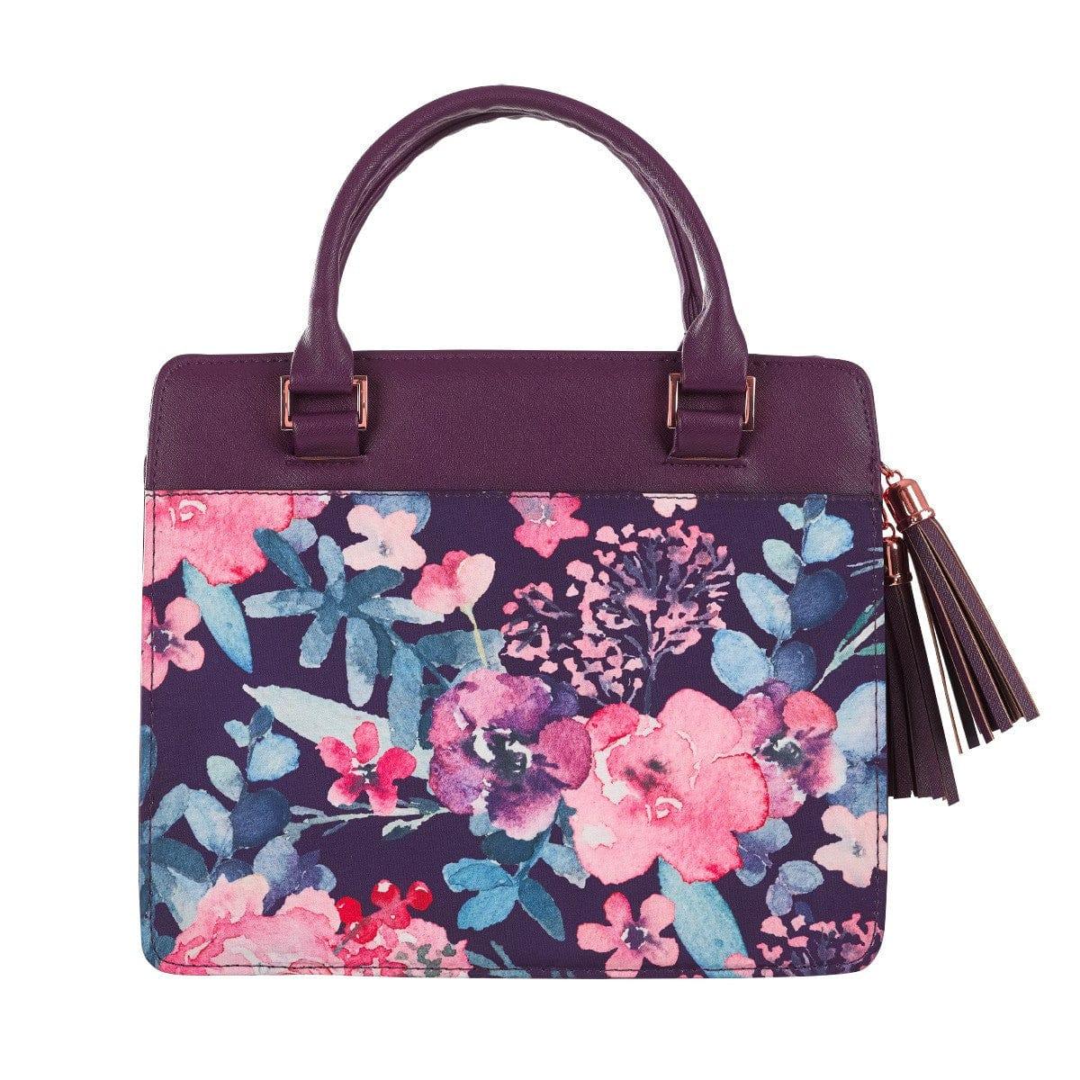 Blessed Purple Floral Faux Leather Purse - Pura Vida Books