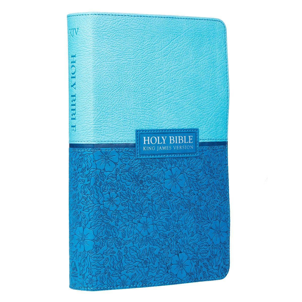 Blue Two-tone Faux Leather Giant Print King James Version Bible - Pura Vida Books