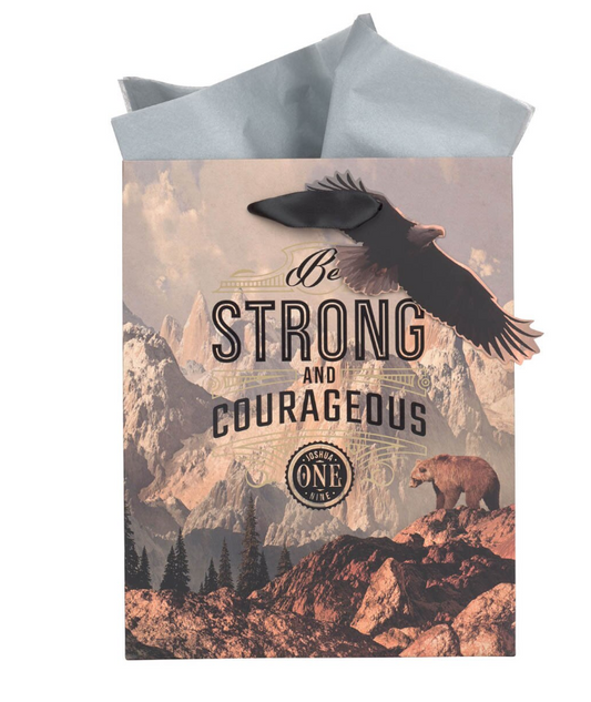 Bolsa de regalo mediana Strong and Courageous Mountain View - Josué 1:9