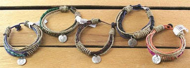 Bracelet Leather & Cotton Strands W/ Cross Pendant - Pura Vida Books