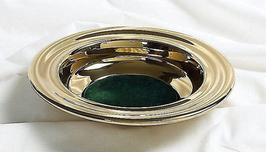 Brass Offering Plate with Green Felt - Pura Vida Books