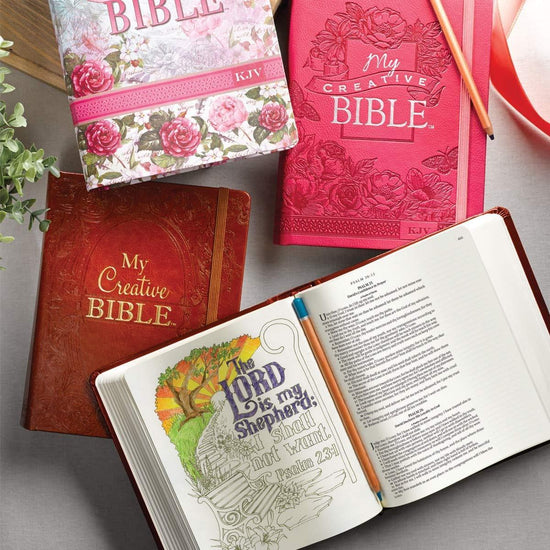 Bright Pink Faux Leather Hardcover My Creative Bible - KJV Journaling Bible - Pura Vida Books