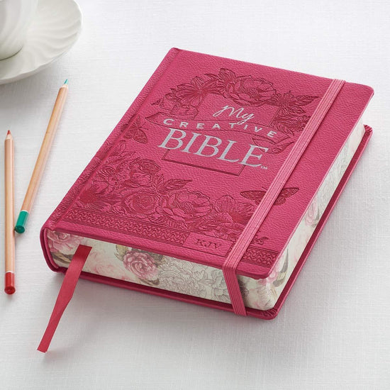 Bright Pink Faux Leather Hardcover My Creative Bible - KJV Journaling Bible - Pura Vida Books