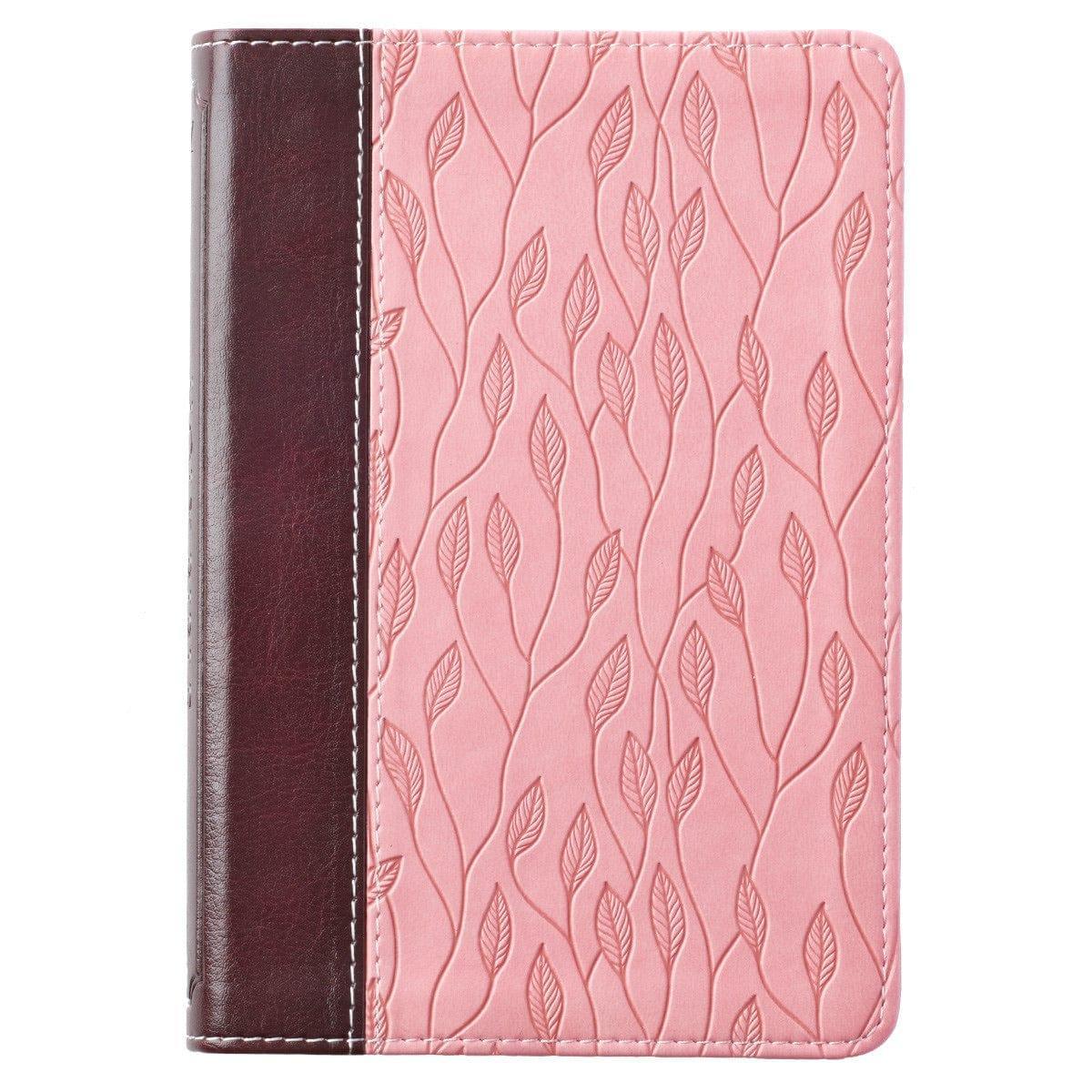 Brown and Pink Half-bound Faux Leather Compact King James Version Bible - Pura Vida Books