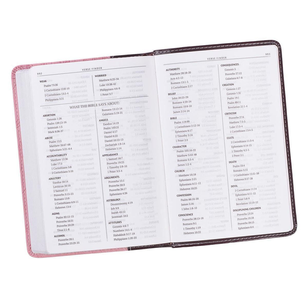Brown and Pink Half-bound Faux Leather Compact King James Version Bible - Pura Vida Books