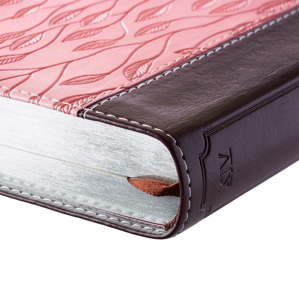 Brown and Pink Half-bound Faux Leather Compact King James Version Bible - Pura Vida Books