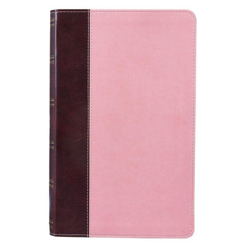 Brown and Pink Half-bound Faux Leather Giant Print King James Version Bible - Pura Vida Books