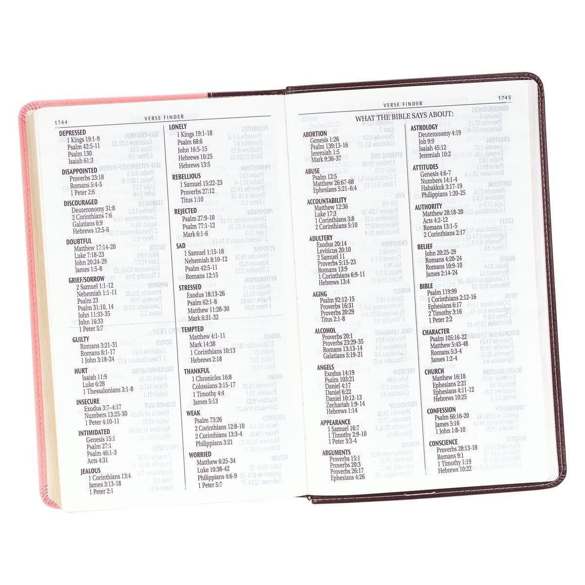 Brown and Pink Half-bound Faux Leather Giant Print King James Version Bible - Pura Vida Books