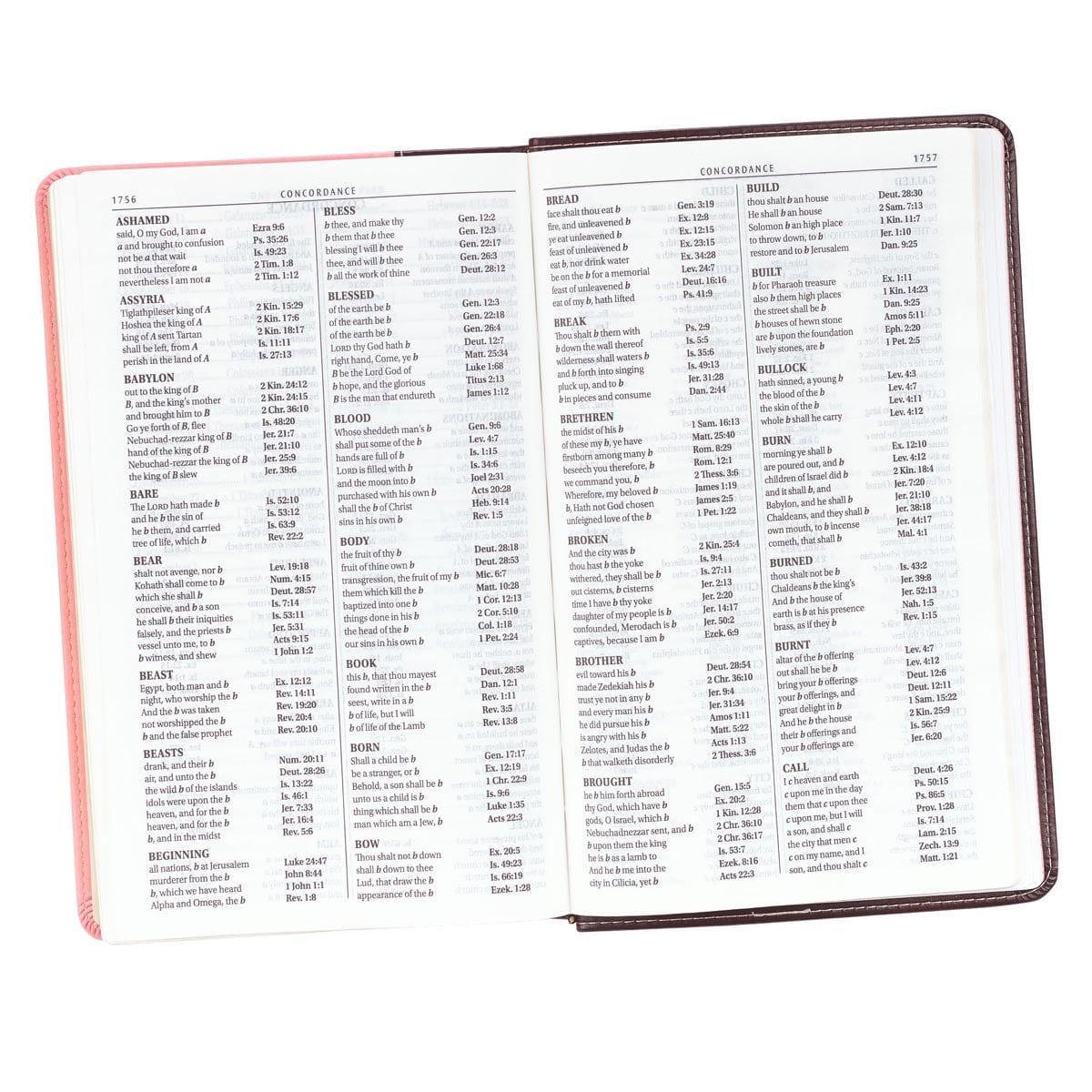 Brown and Pink Half-bound Faux Leather Giant Print King James Version Bible - Pura Vida Books