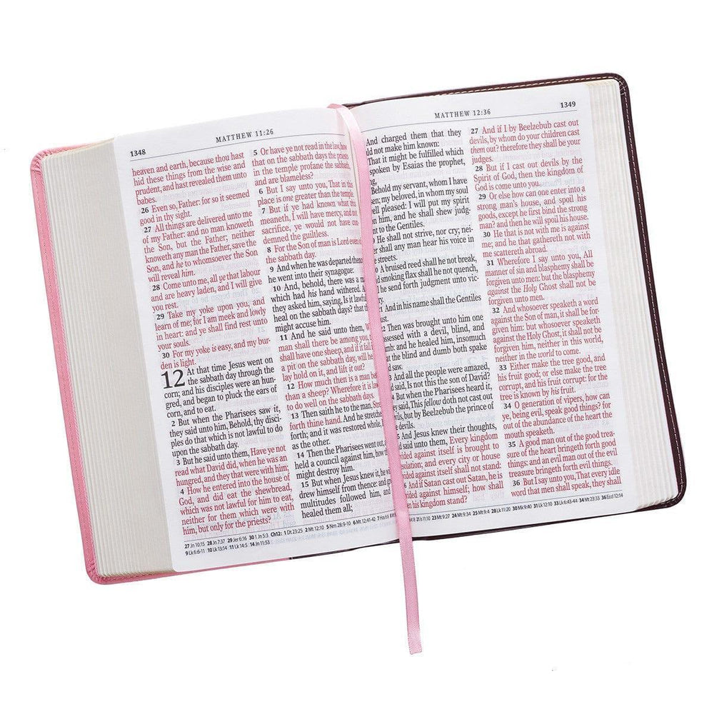 Brown and Pink Half-bound Faux Leather Giant Print King James Version Bible - Pura Vida Books
