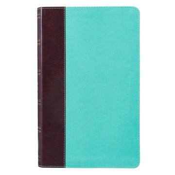 Brown and Turquoise Quarter-bound Faux Leather Giant Print Bible - KJV - Pura Vida Books