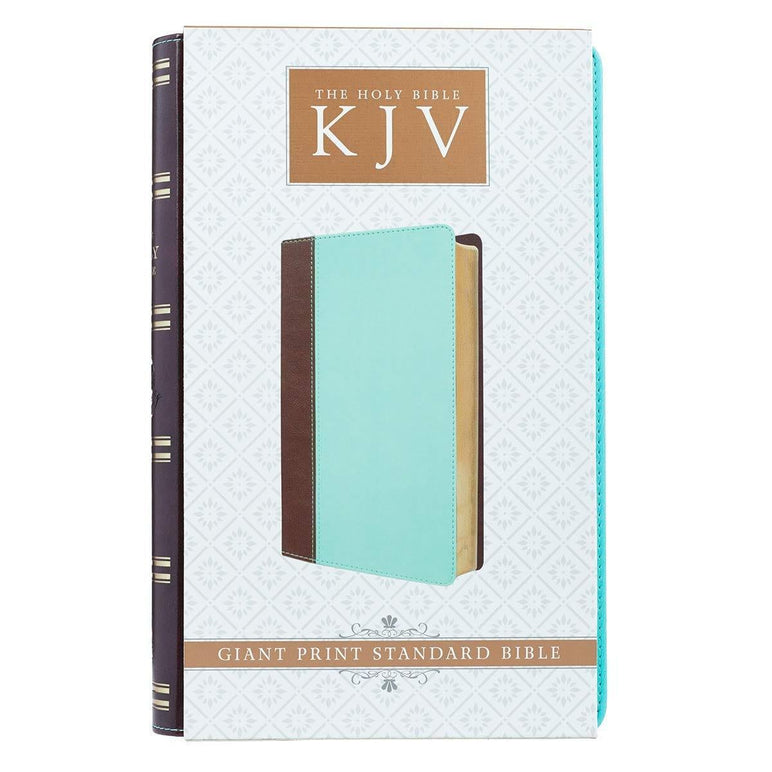 Brown and Turquoise Quarter-bound Faux Leather Giant Print Bible - KJV - Pura Vida Books