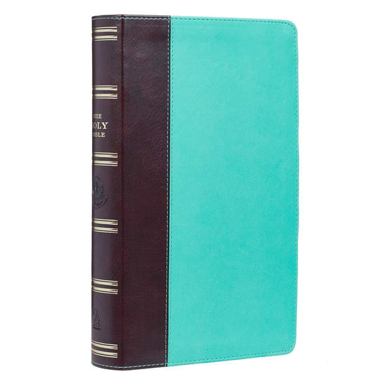 Brown and Turquoise Quarter-bound Faux Leather Giant Print Bible - KJV - Pura Vida Books