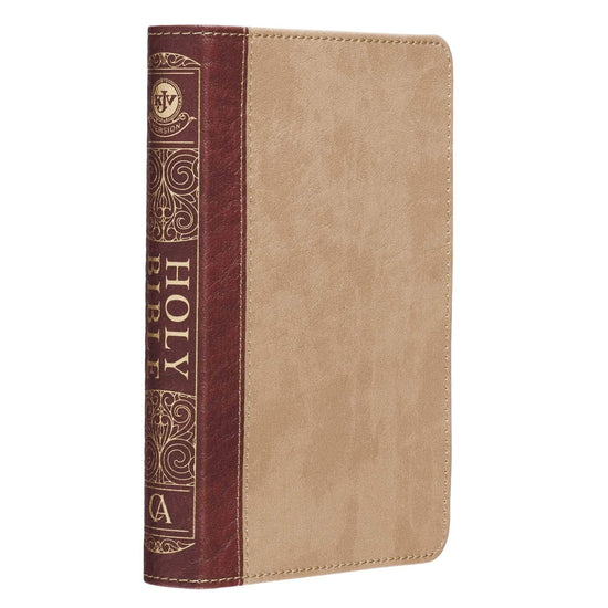 Brown Half-bound Faux Leather Compact King James Version Bible - Pura Vida Books