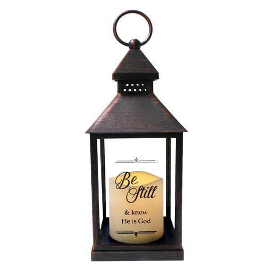Brown LED Candle Lantern – “Be Still” - Pura Vida Books