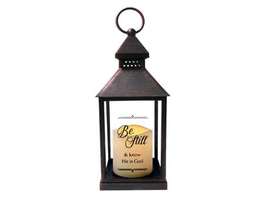 Brown LED Candle Lantern – “Be Still” - Pura Vida Books