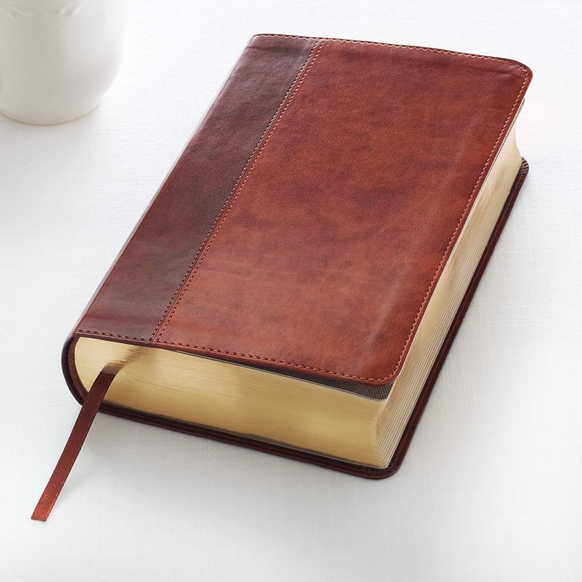 Brown Quarter-bound Faux Leather Giant Print King James Version Bible - Pura Vida Books