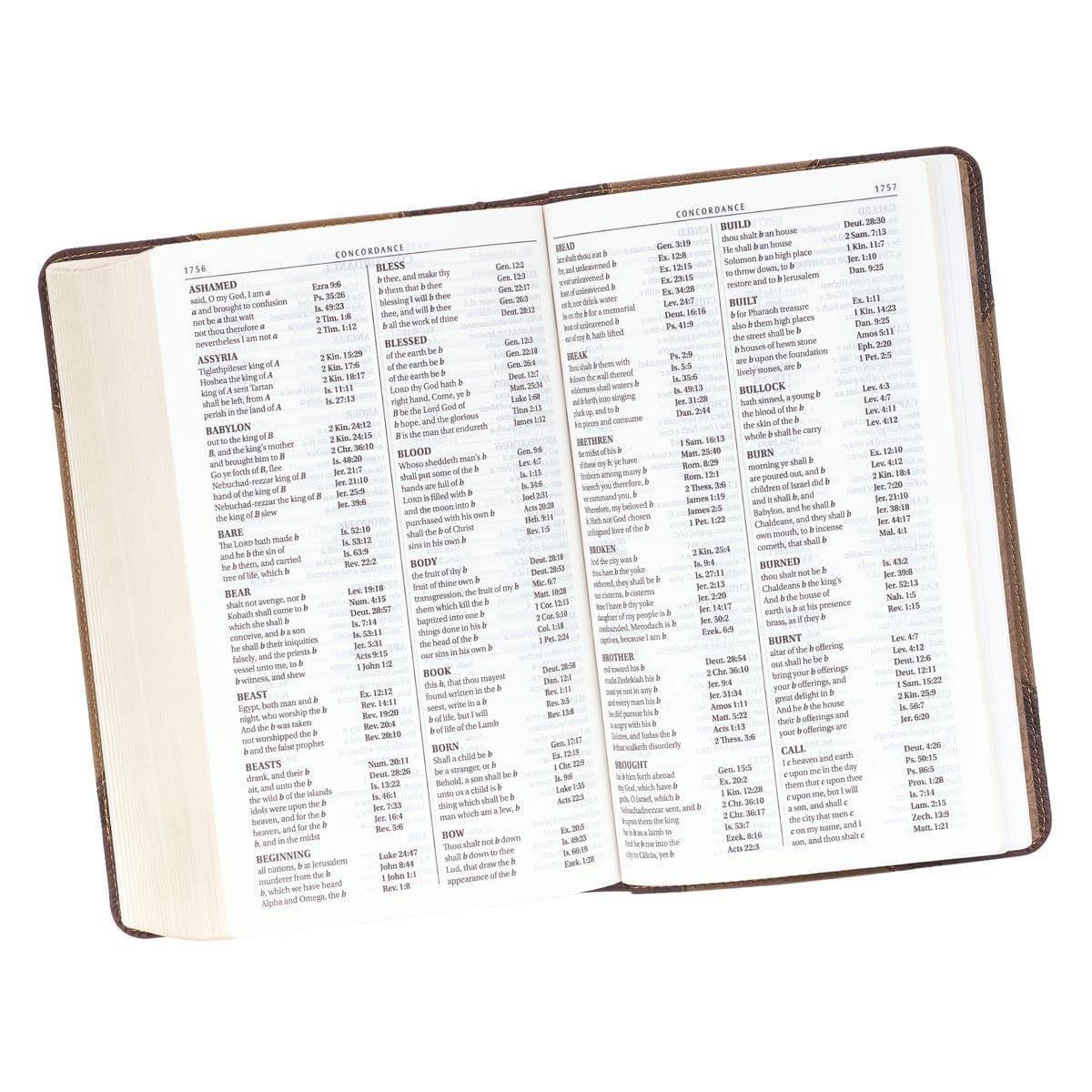 Brown Two-tone Quarter-bound Faux Leather Giant Print King James Version Bible - Pura Vida Books