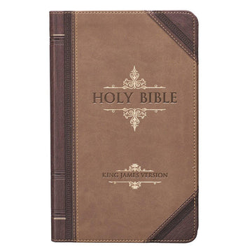 Brown Two-tone Quarter-bound Faux Leather Giant Print King James Version Bible - Pura Vida Books