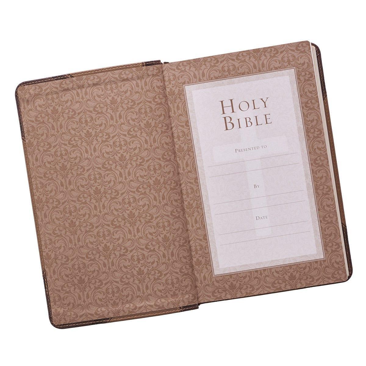 Brown Two-tone Quarter-bound Faux Leather Giant Print King James Version Bible - Pura Vida Books