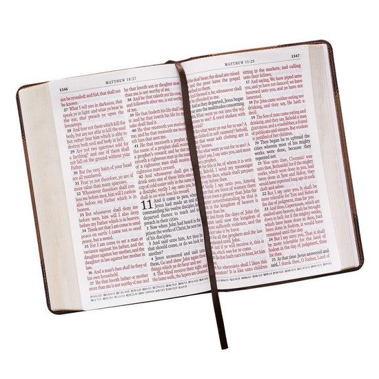 Brown Two-tone Quarter-bound Faux Leather Giant Print King James Version Bible - Pura Vida Books