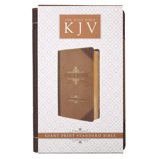 Brown Two-tone Quarter-bound Faux Leather Giant Print King James Version Bible - Pura Vida Books