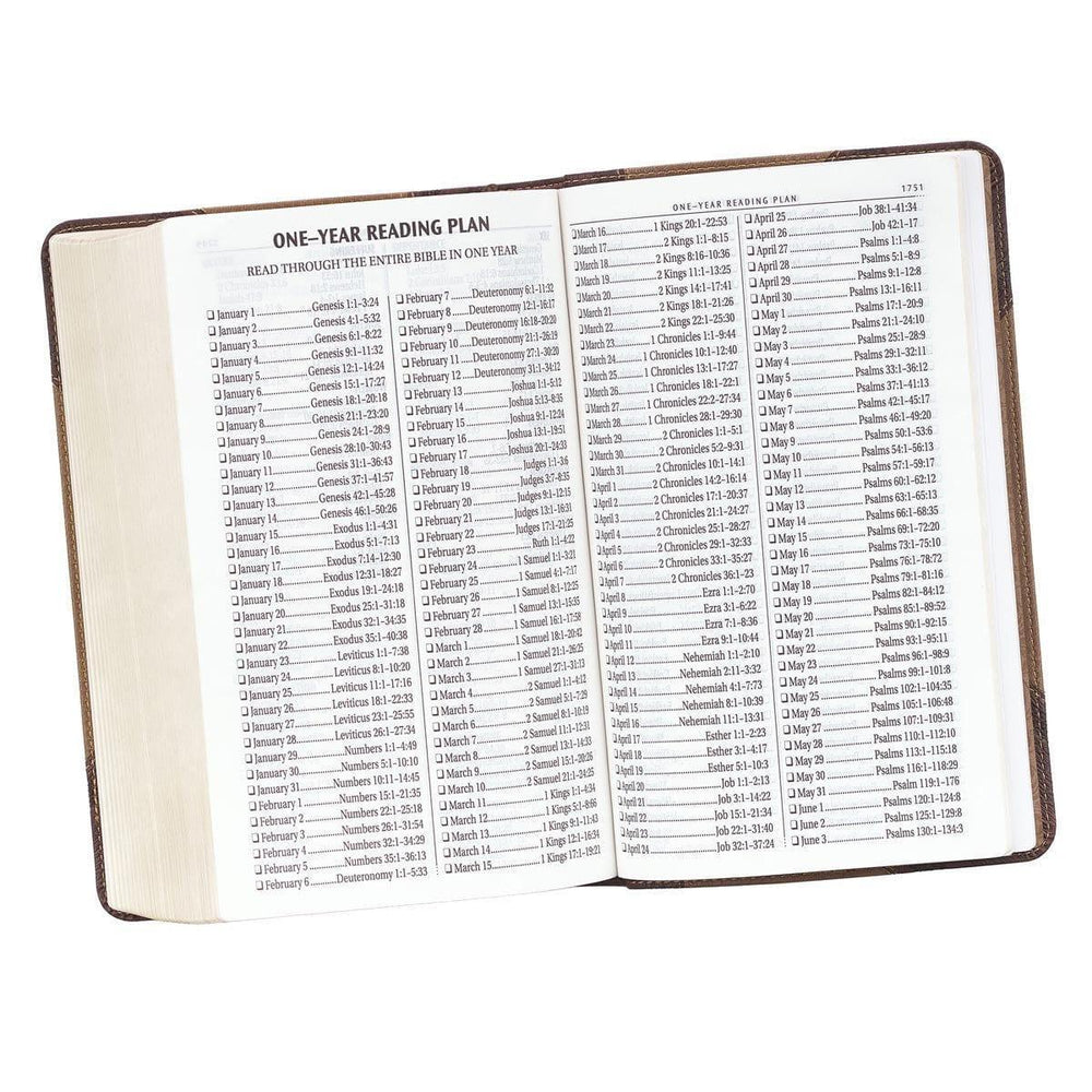Brown Two-tone Quarter-bound Faux Leather Giant Print King James Version Bible - Pura Vida Books