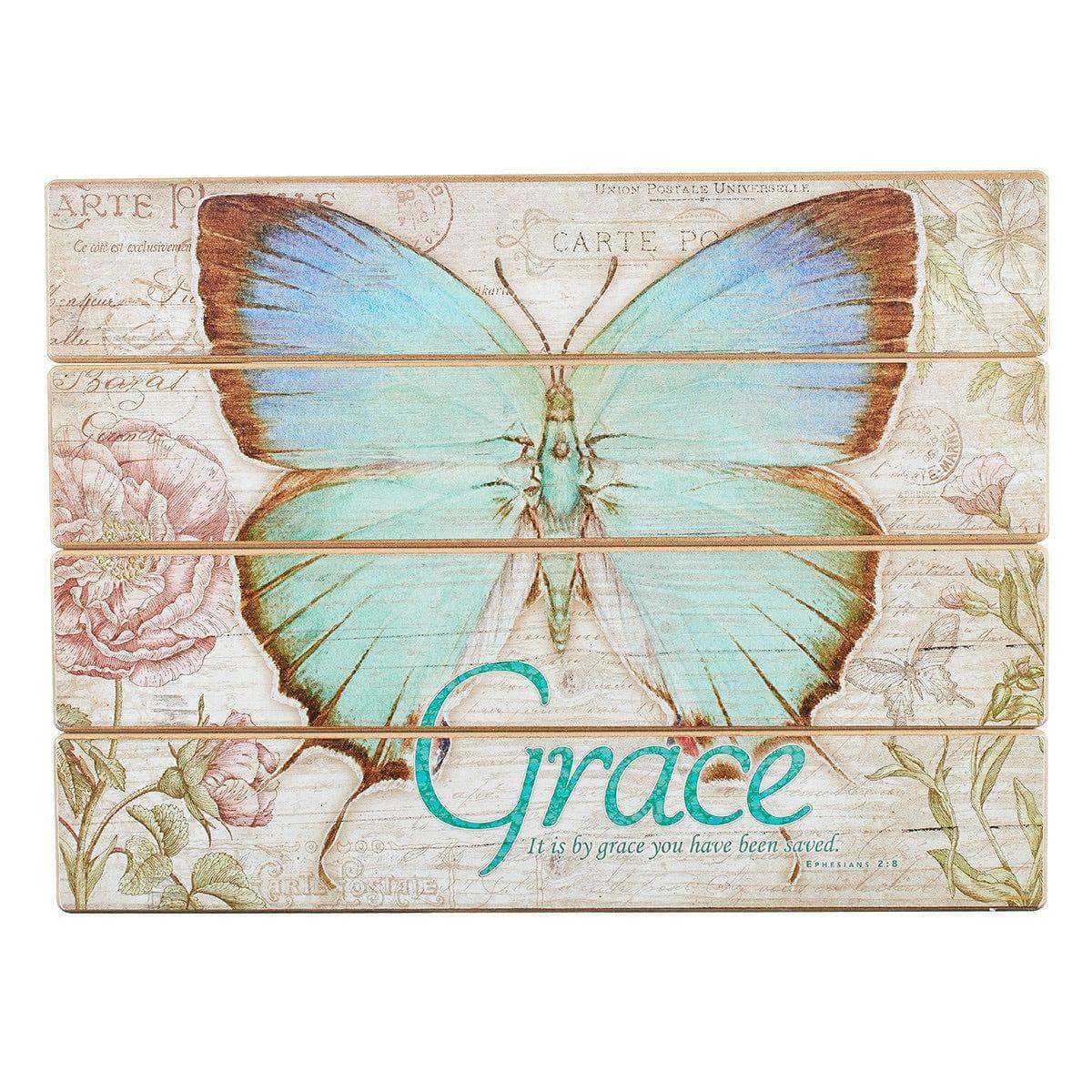 Butterfly Blessings 'Grace' Wall Plaque - Ephesians 2:8 - Pura Vida Books