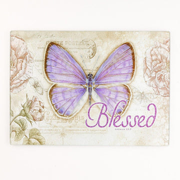 Butterfly Blessings Large Glass Cutting Board - Pura Vida Books