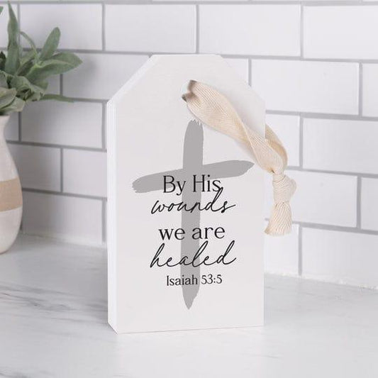 By His Wounds We Are Healed Tag Shape Décor - Pura Vida Books