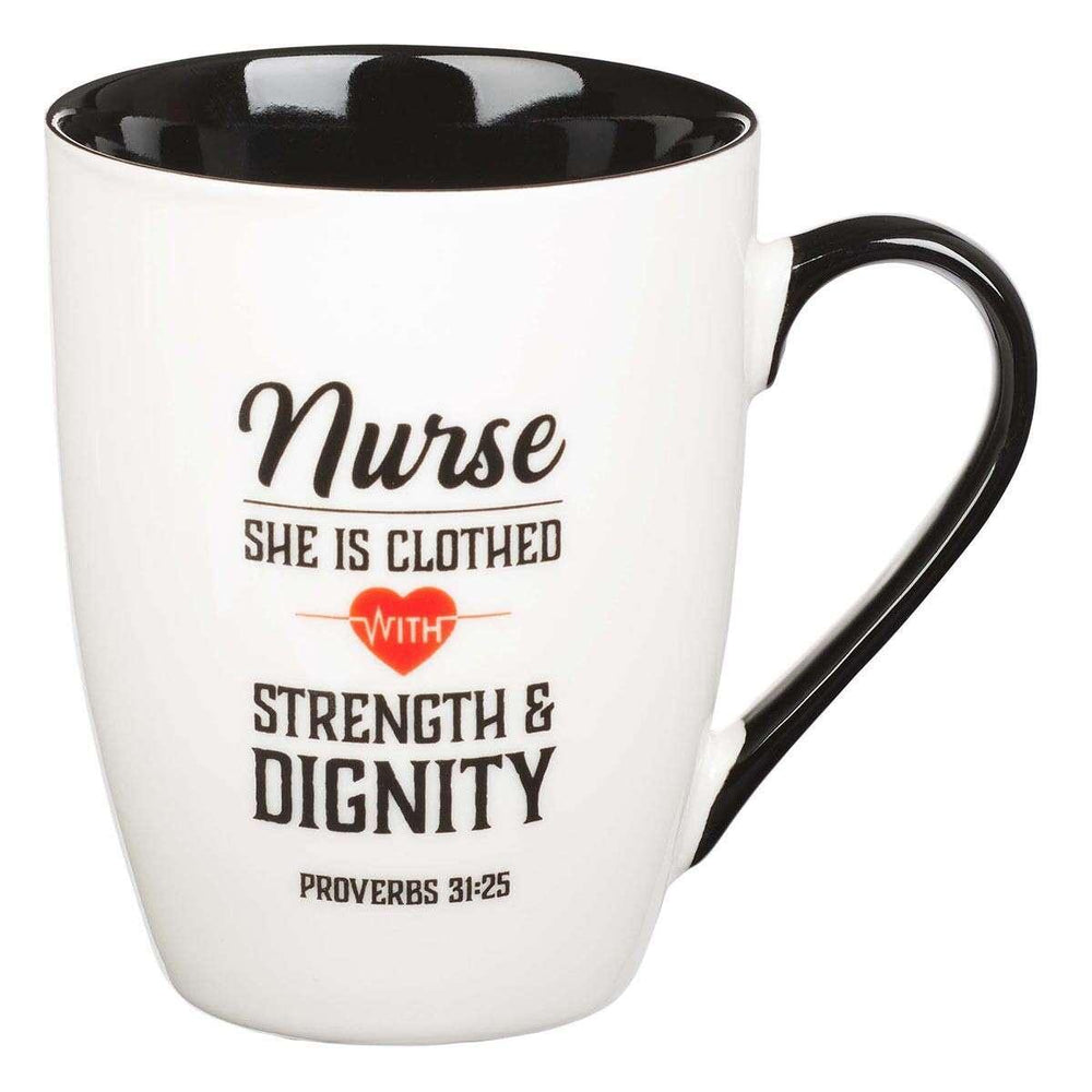Ceramic Strength & Dignity Nurse Coffee Mug - Proverbs 31:25 - Pura Vida Books