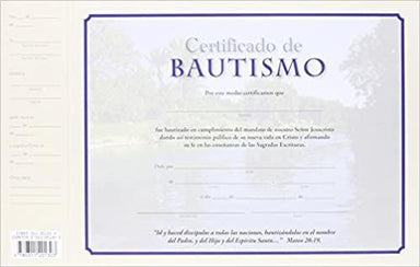 Certificado de Bautismo - Pura Vida Books