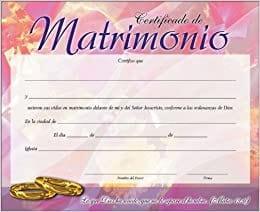 Certificado de Matrimonio, paquete de 20 certificados - Pura Vida Books