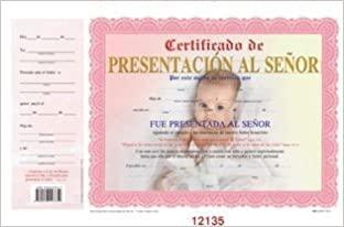 Certificado de presentacion de niña - Pura Vida Books