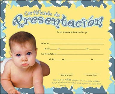 Certificado de Presentacion Niño - Pura Vida Books