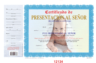 Certificado presentación al Señor, para niño - Pura Vida Books