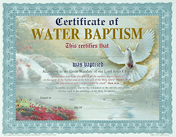Certificate of Water Baptism - Pura Vida Books