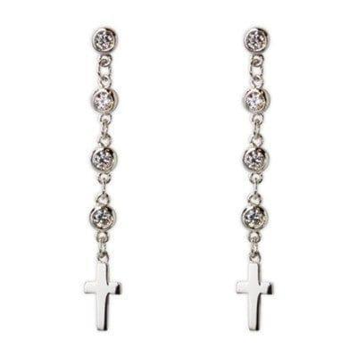 Chain Drop Cross Earrings - Pura Vida Books