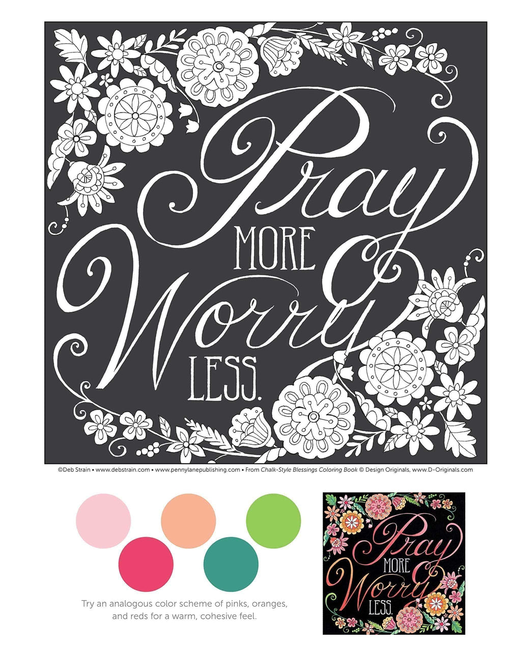 Chalk-Style Blessings Coloring Book: Color With All Types of Markers, Gel Pens & Colored Pencils - Pura Vida Books