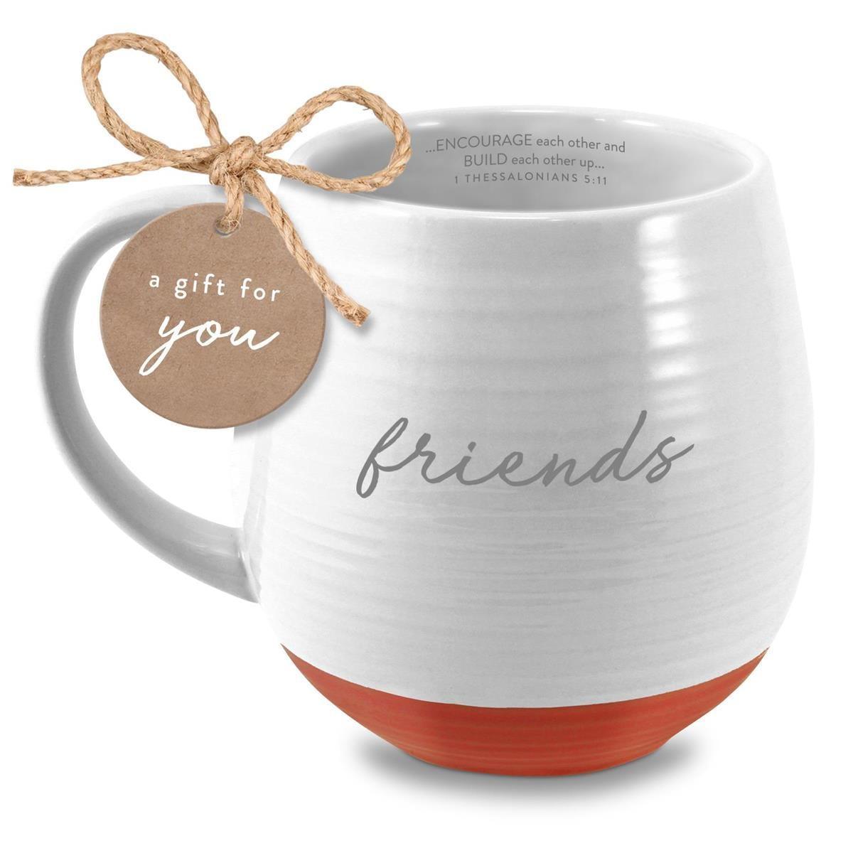 COFFEECUP TEXTURED FRIENDS WHITE 18OZ - Pura Vida Books