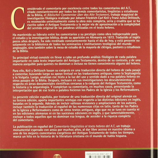 Comentario al texto hebreo del Antiguo Testamento - C. F. Keil, Franz Deilitzsch - Pura Vida Books