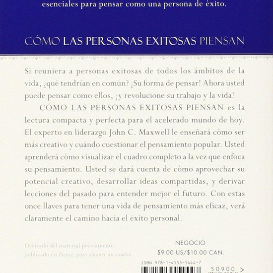 Cómo las Personas Exitosas Piensan - John C. Maxwell - Pura Vida Books