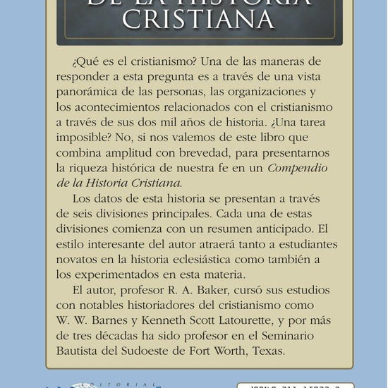 Compendio de la Historia Cristiana - Robert Andrew Baker - Pura Vida Books